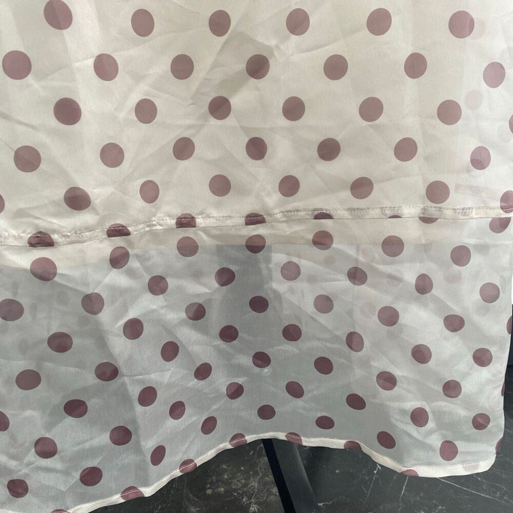 Melloday Polka Dot Midi Skirt Cream Brown Size X-Large with Pockets - Picture 4 of 12